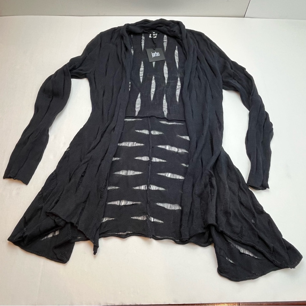 Jarbo Deconstructed Open Slash Knit Cardigan Sweater Wrap Women Size 42 / 14 NEW